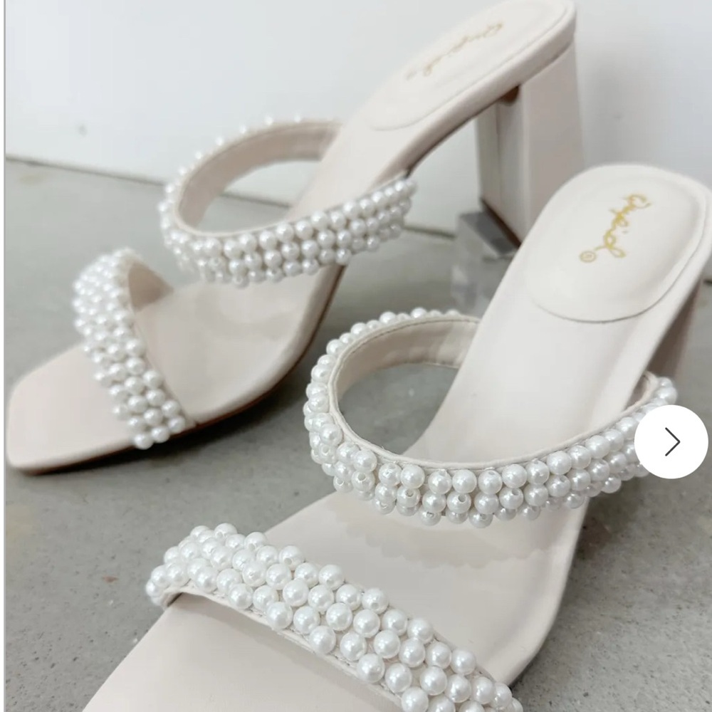 Elegant White Pearl-Embellished Women's Heels